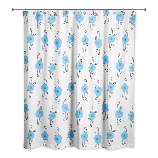 Blue Blooms 71" x 74" Shower Curtain